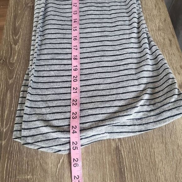 Theory Womens Small Open Front Cardigan Black Gray Stripe Ruched Long Sleeves - Picture 9 of 9